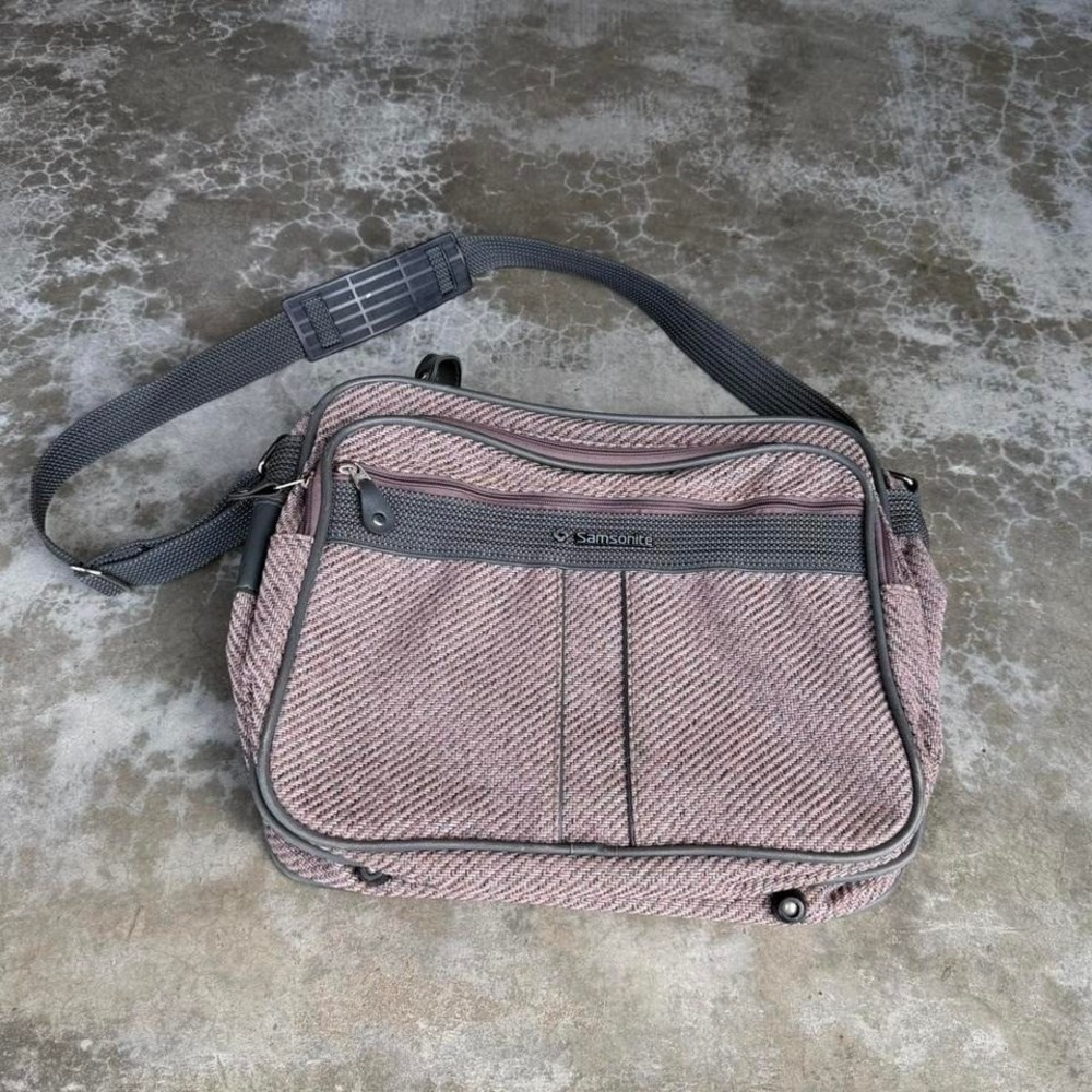 Vintage samsonite wool tweed messenger office lap top bag